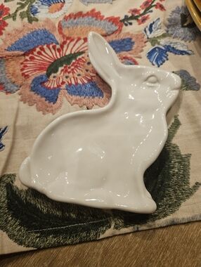 White Ceramic Bunny Trinket Dish
